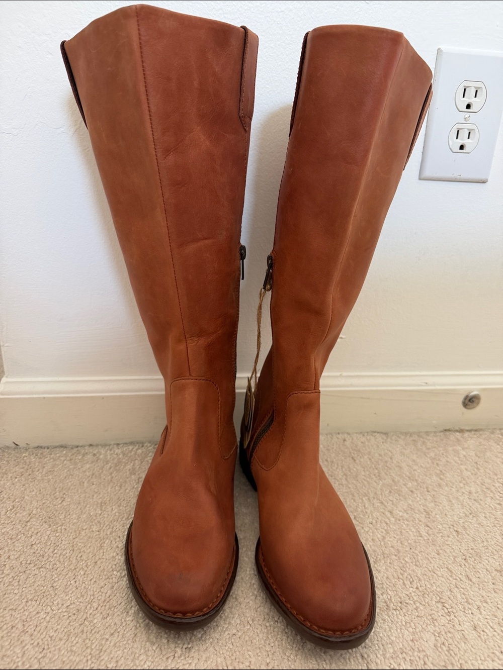 Born Tall Leather Over-the-Knee Boots in Cognac